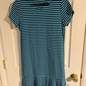 Lands' End Teal and Navy Striped Dress
